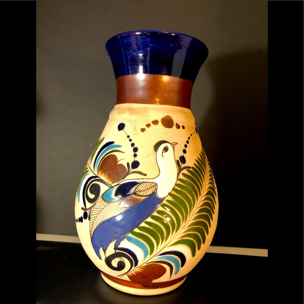 Gorg,Signed Mexican Tonala Style Enameled Vase